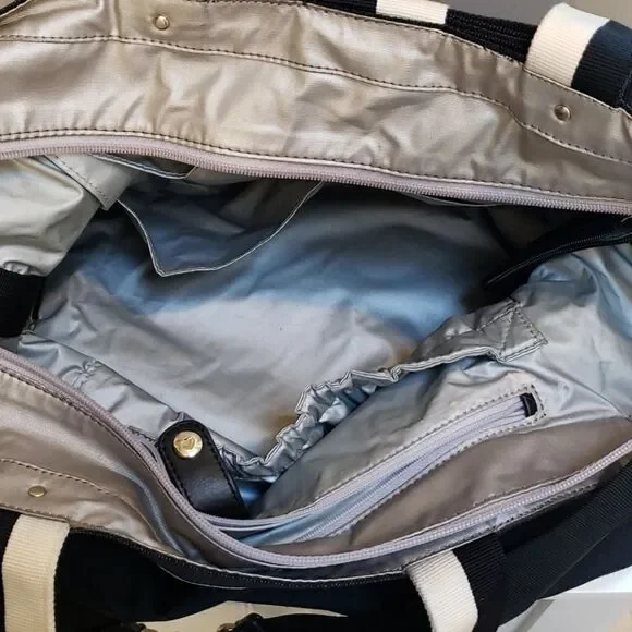 𝅺KATE SPADE BARROW STREET ANABEL BLACK WITH IVORY TRIM DIAPER BAG - Picture 10 of 16